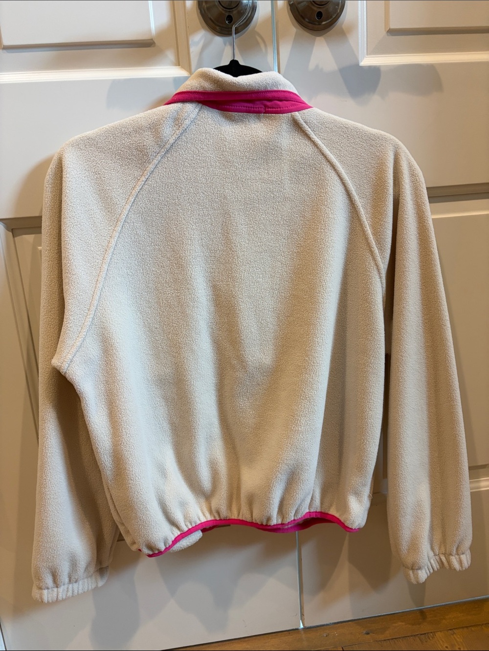 Hippie Rose Cream Fleece Pullover with Pink Trim and Yellow Zip Accent - Picture 4 of 4